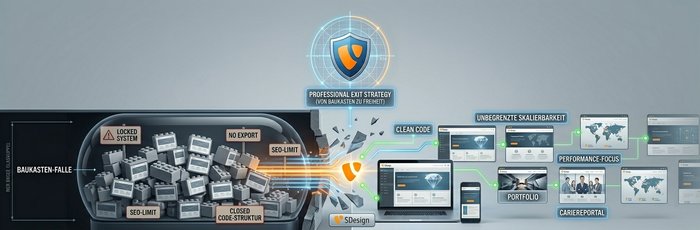 Die Baukastenfallse Wix, Jimdo, Squarespace, Ionos, Strato